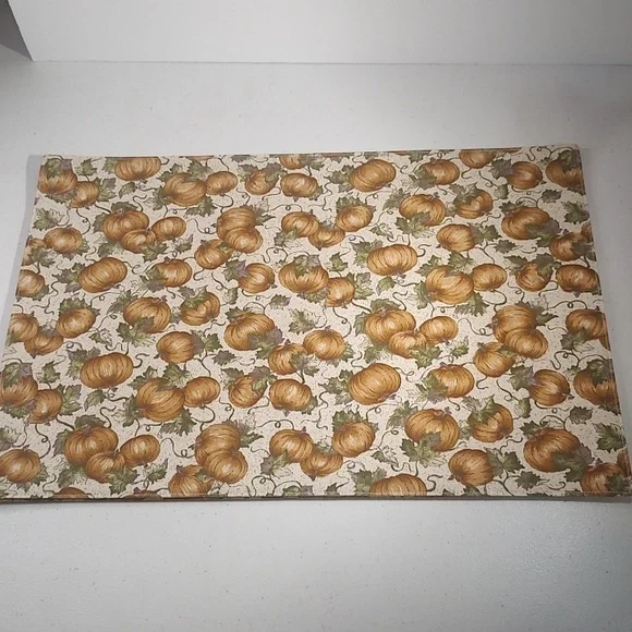 Longaberger Set Of 2 Placemats In Pumpkin Patch Fabric Reversible - Picture 1 of 4